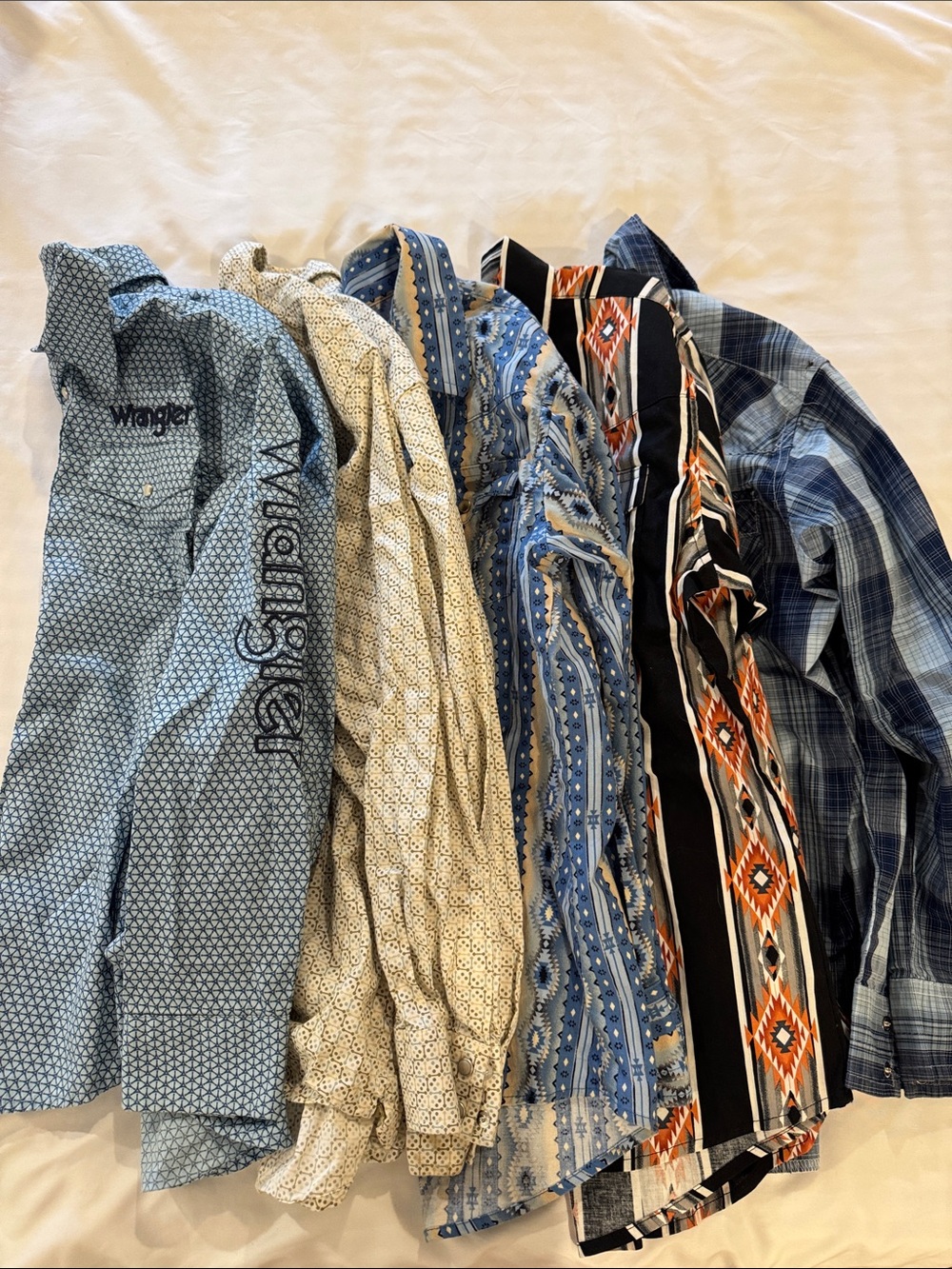 Wrangler Boy’s Multi-Pattern Western Button-Down Shirts Bundle Size L